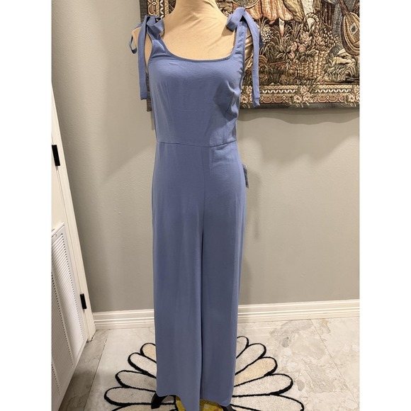 ASOS DESIGN Pants - ASOS DESIGN Jumpsuit Womens XS Blue Tie Strap Square Neck Wide Leg Casual